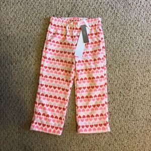 J CREW NWT GIRLS XS HEARTS FLEECE PULL ON PANTS LOUNGE WEAR PJ